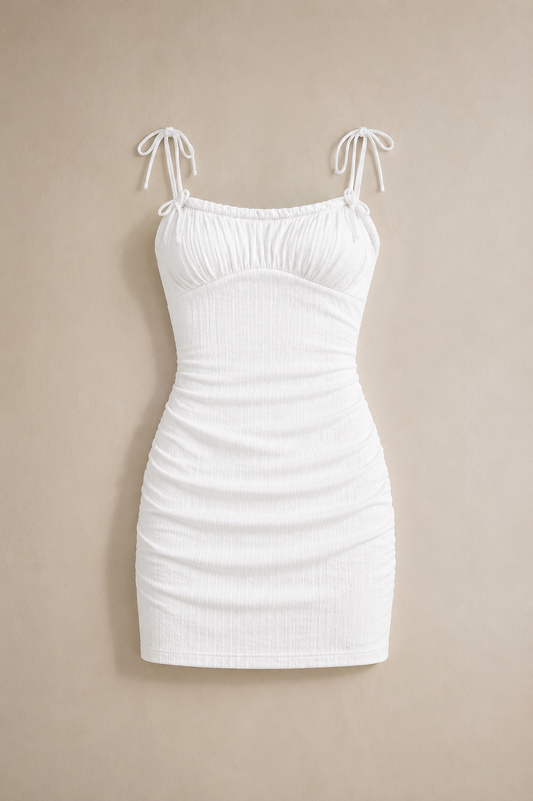 Weißes Baumwoll-Midi-Sommerkleid