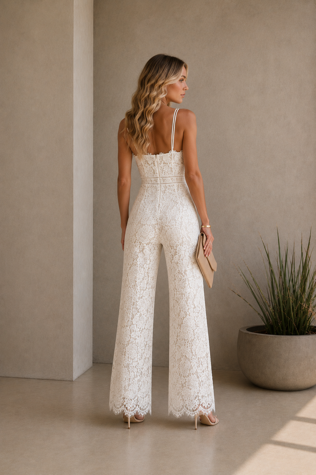 Spitzen-Jumpsuit mit weitem Bein