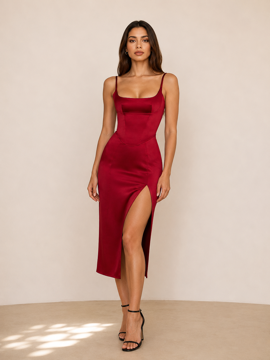 Élise Satin-Midikleid