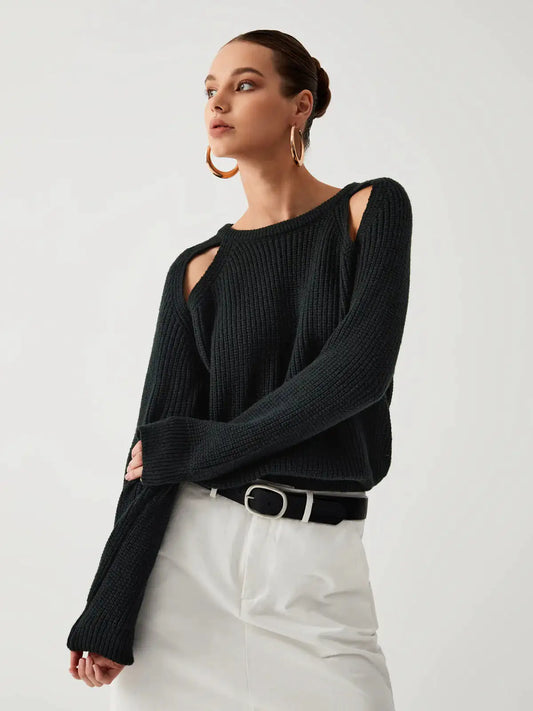 Open Shoulder Knit Sweater